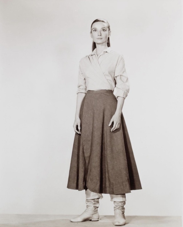 Audrey Hepburn in hair and wardrobe tests for “The Unforgiven” (1960).