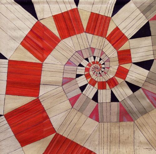 elemenop:Guidette Carbonell - tapisserie Spirale logarithmique, 1971, textile cousu et collé,