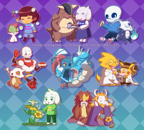 Two sides of every coin — Undertale characters with some cool Pokemon