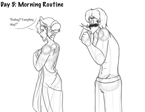 OTP-urary Day #5: Morning RoutineAlli’s prone to showering in the morning, and with Rodney sleeping 