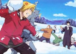 1trueotaku:  Roy is just melting all the snowballs… they will never hit him, he’s to hot for that.  :P  Poor Jean. A face full of snowball. 