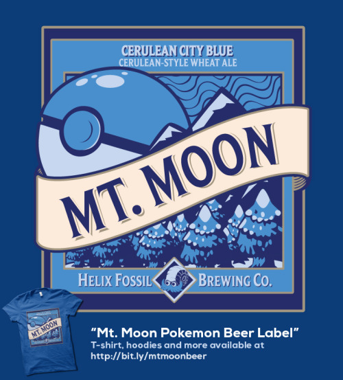 Mt. Moon Pokemon Beer Label (newly released)available as T-shirts, hoodies, stickers, totes, pillows