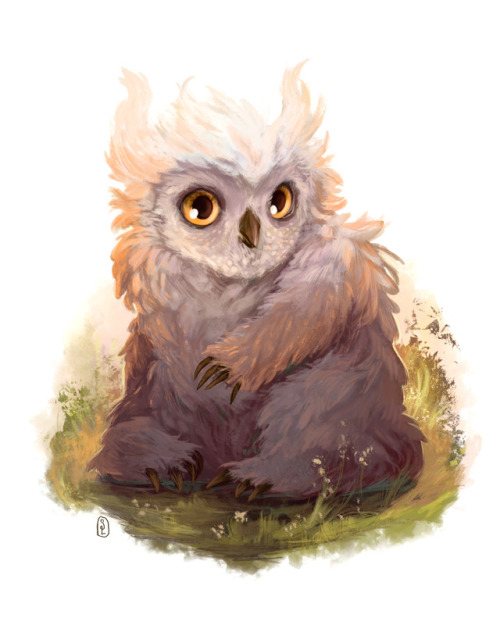 dungeons-and-captions:sarahlindstromart: Little painting of an owlbear cub. :) My favorite creature 