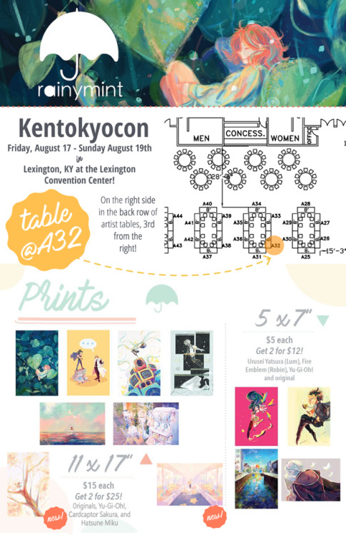Hey guys, it’s timeeee!!! (*ﾟ∀ﾟ) I’ll be at Kentokyocon table A32 this weekend (Friday Aug. 17 - Sun