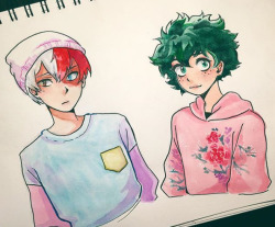 rnoonjelly:I Don’t have any new digital works, but I did some BNHA watercolor/ink stuff on my Instagram!