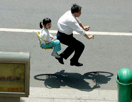 tastefullyoffensive:  Invisible Bicycles [via]Previously: Celebrity Faceswaps 