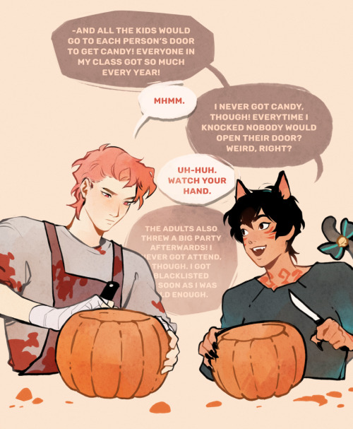 velinxi:[ctccomic] a bit too obvious who carved which pumpkin…