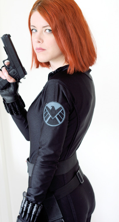 jointhecosplaynation:  redderz:  Had a go at Winter Soldier Natasha today! My hair is annoying and keeps going wavy though. I did some in my Widow suit too, even though we haven’t seen her suited up in WS yet. I had to put the arrow necklace in though!
