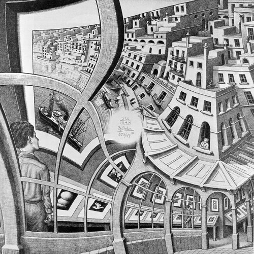 an-art-gallery:  M.C. Escher(1898-1972) Maurits Cornelis Escher (17 June 1898 – 27 March 1972), usually referred to as M. C. Escher, was a Dutch graphic artist. He is known for his often mathematically inspired woodcuts, lithographs, and mezzotints.