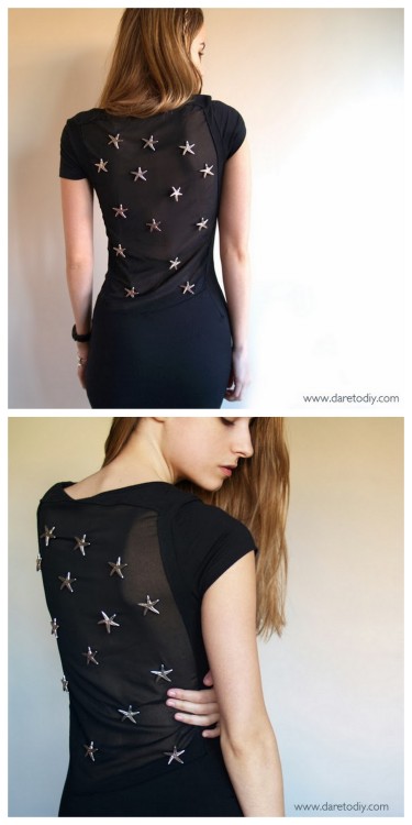DIY Little Black Dress Restyle Using Plastic Charms Tutorial from Dare to DIY here. There is a short