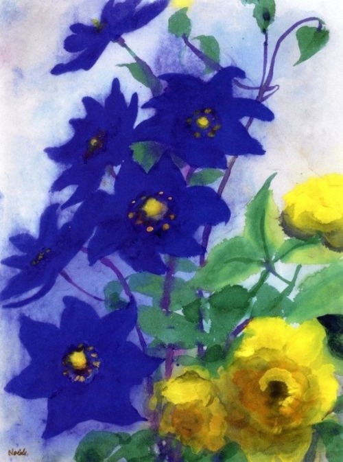 art-is-art-is-art: Blue and Yellow Flowers, Emil Nolde
