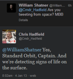 William Shatner tweets the International