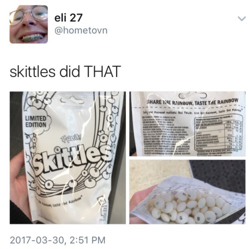 flowerful-life: ruinedchildhood:  💯🌈💯🌈💯🌈💯🌈  There are 3 types of people•Those who are happy and reblog commenting on pride•Those who make it about race• and those who are distracted by the fact individual skittles are called