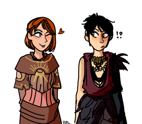 octavigustus:Leliana &amp; Morrigan for bearhawke ! ;O