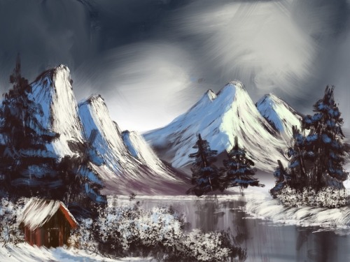I did some Bob Ross paintings on Procreate at Christmas! 