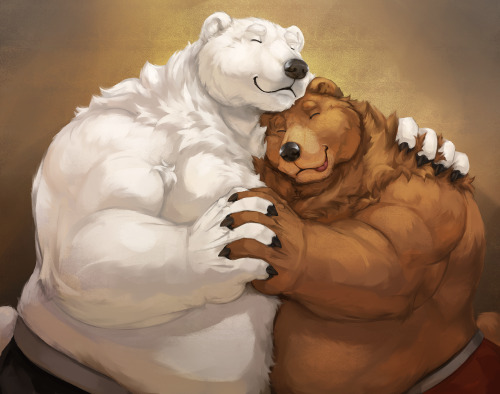 Looks like these bears are giving each other some well deserved hugs. There is something quite warm 