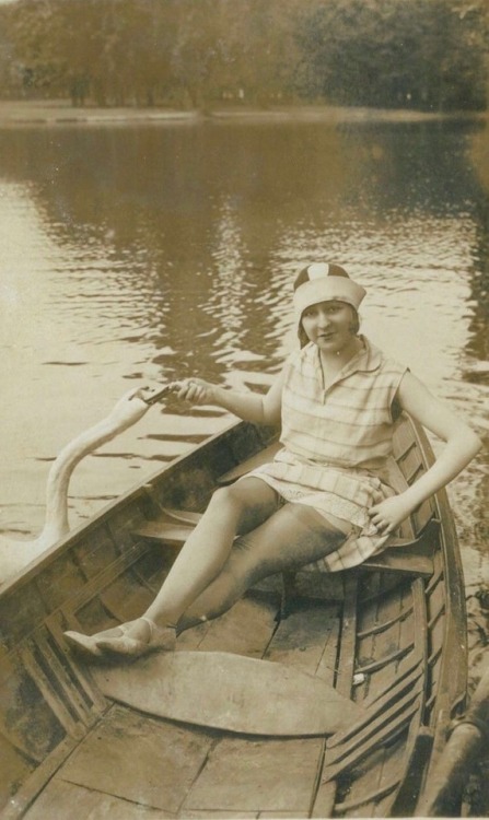 enchantingflappers: Here is our unknown model again but now up to all sorts of adventurous outdoor 