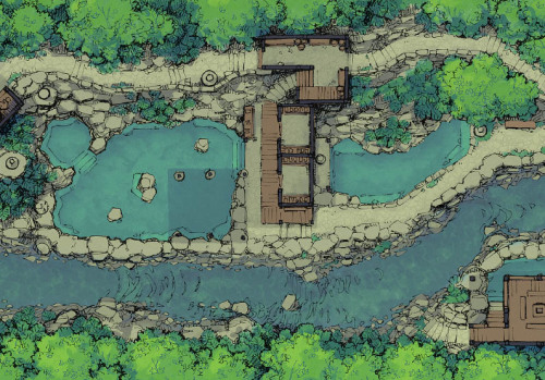 My Onsen (Hot Springs) MapMy new map is an extra-long 64x22 river hemmed by relaxing Japanese-style 