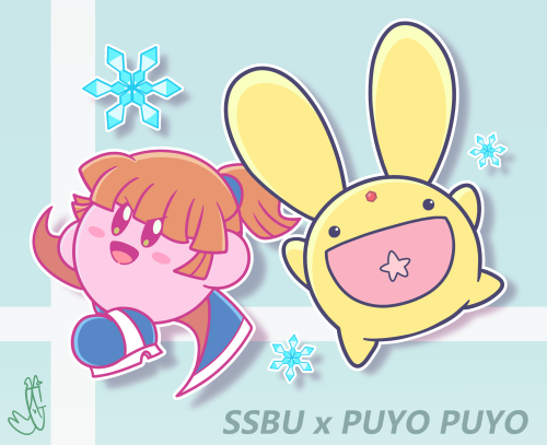 Arle Kirby and Carbuncle I drew for a Kirby Copy ability art contest for a Discord server I’m in. I 