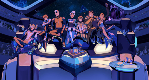 Movie Night!Christie Tseng, Christine Bian and I combined to form this illustration for the cast and