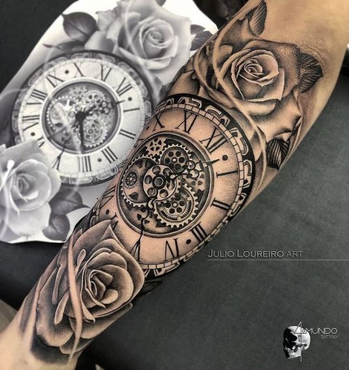 Cosiddetto candidato stipendio rose and clock tattoo stencil Messo a punto  equipaggio vocale