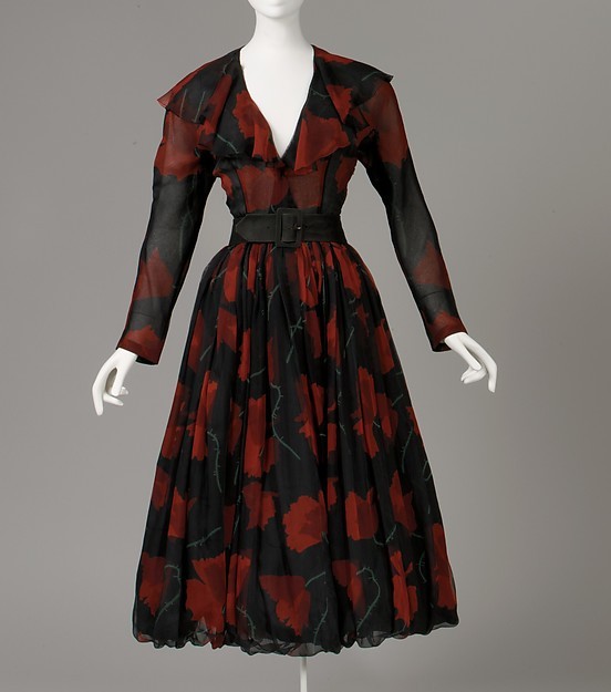 ephemeral-elegance:  Belted Chiffon Cocktail Dress, spring/summer 1948 Cristobal