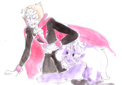 carminedeplomb:  Can I resist vampearl and weremethyst…? no i really can’t. Happy Halloween!  Based on laurenzuke’s Halloween AU! 