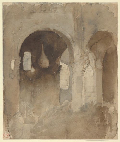 met-drawings-prints: The Church of Valmont Abbey: Interior by Eugène Delacroix, Drawings and 