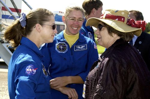 JoAnn Morgan, NASA&rsquo;s Director of External Relations and Business Development (right) with 