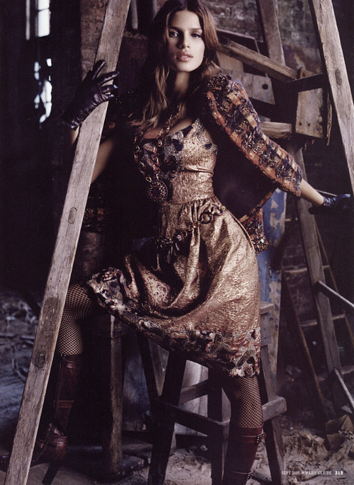 Raica Oliveira in Anna Sui boots, Hidden treasures editorial, Marie Claire 2005