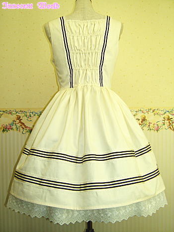 pintucksandruffles: Innocent World - Chemical Lace Striped JSK (2006) in White
