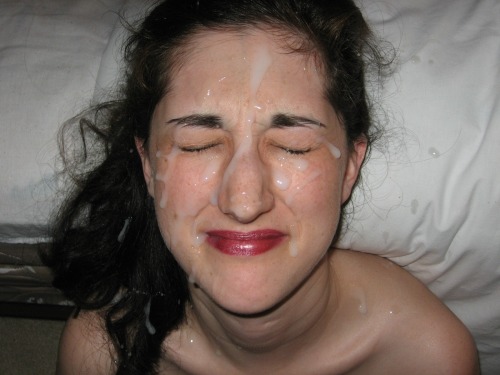 sticky-bedroom-beauties:  sheisherenow:Jewish girl sucking dick and getting a load on her face  Wow! A couple of these I haven’t seen before.