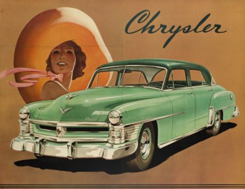 Yoles, artwork for Plymouth and Chrysler Windsor poster, 1950. USA. Source