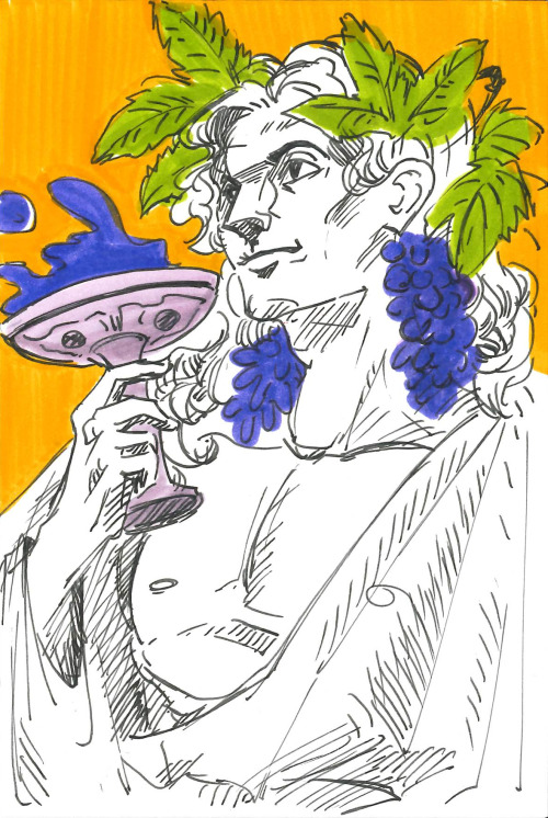 I Sketched Some Greek Gods For A Postcards Project Earlier This Month ^-^ These Are Dionysus, Ares, And