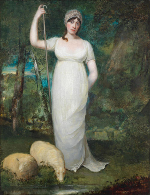 Portrait of Miss Talbot as Lavinia, full-length, in a landscape with sheep (exh.1802). John Opie (En