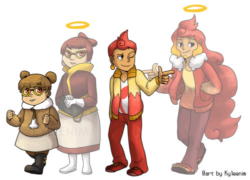 kynimdraws:Slowly redrawing my Myths of Unova gijinka/humanizations for the comicfury site! Sorry fo