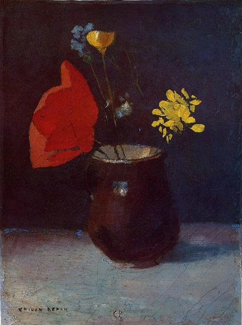 Pitcher of Flowers, Odilon RedonMedium: oil,canvas