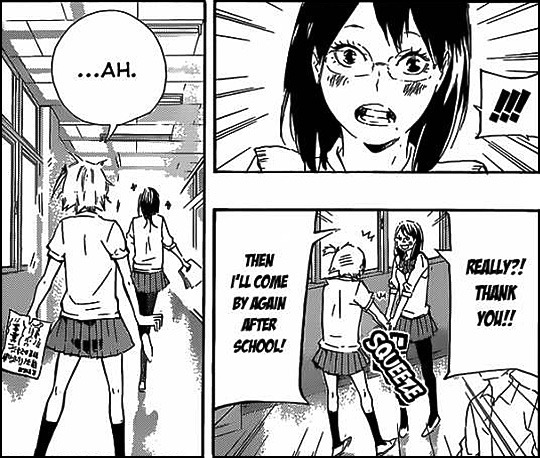 sparsilee:completely 100% straight karasuno manager, 1st year yachi hitoka