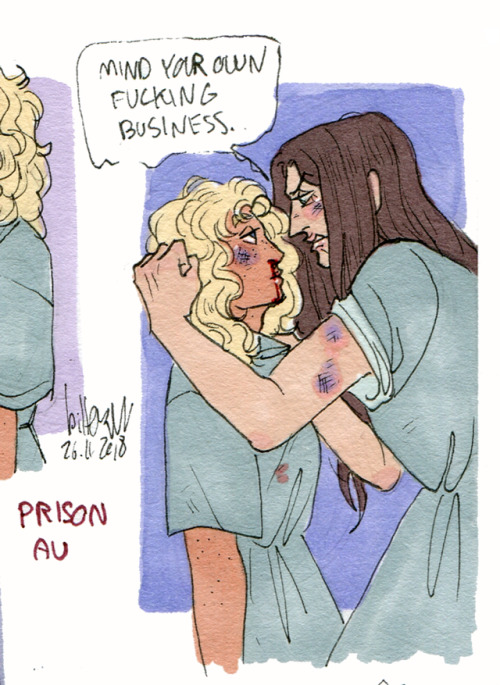 More AUs ! This time with a Prison AU with Gracília and Carina (where even tho the female uniforms d