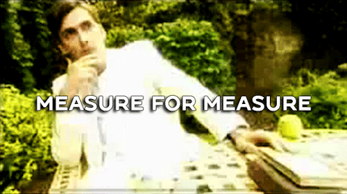 a gif of david tennant as angelo in measure for measure (documentary clip)