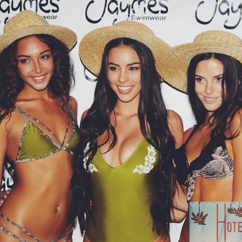 Beautiful brunette trio from our bikini launch at @komune // @tiamcdowall wears our Nomad // @kcngg 