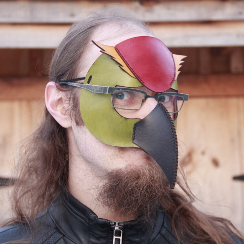 Owl Mask - One In Tropical Colors, One With Peacock Iridescence.