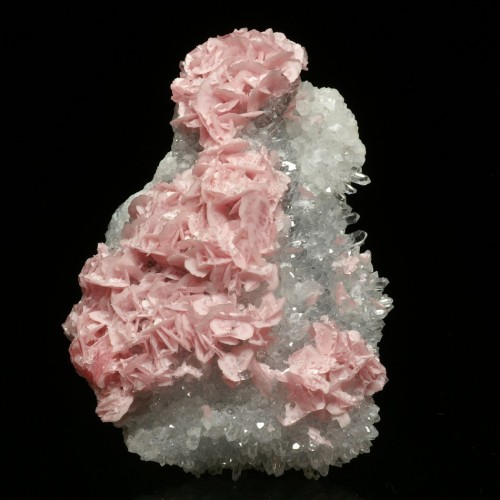 Rhodochrosite on Quartz - China