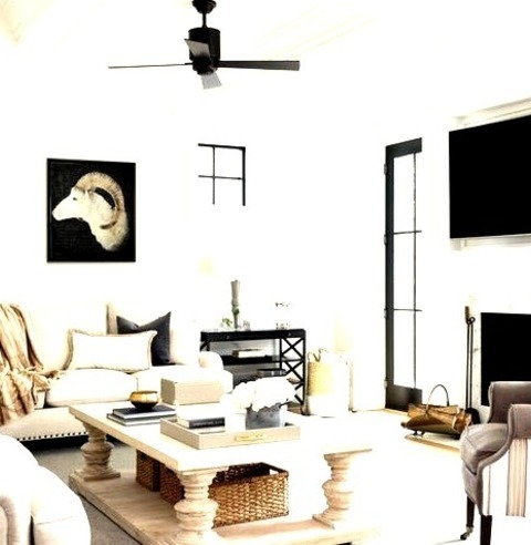 Farmhouse Living Room - Living RoomA Large Farmhouse Living Room With An Open Concept, Medium Tone Wood