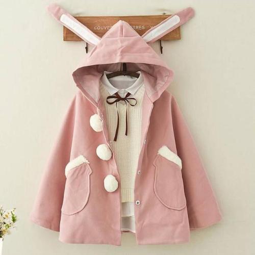 Kawaii Rabbit Ears Hooded Coat starts at $48.90 ✨✨Tag a friend who would love this.
