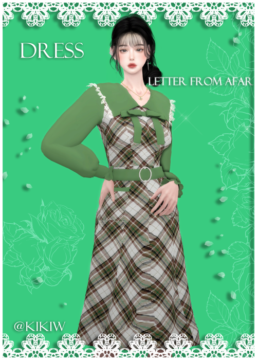 kikiw-sims: [KIKIW]Letter from afar dress♥New mesh♥10 color♥Base game compatible♥Female♥HQ textures