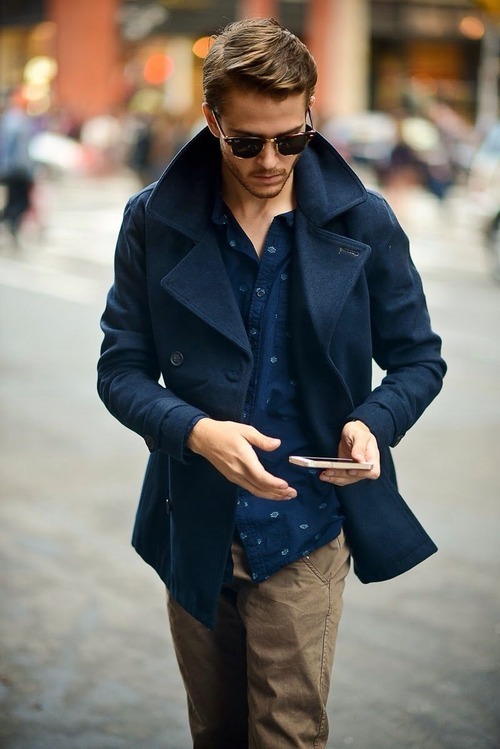 The joy of a peacoat is that it makes every outfit a bit more classy.
