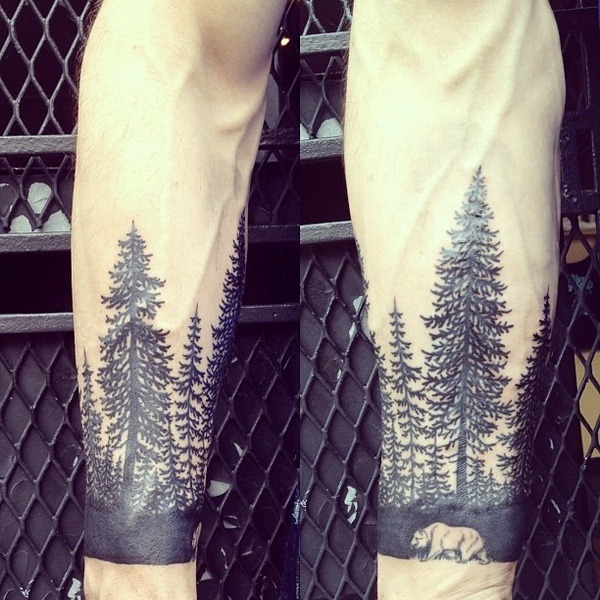 wordsnwolves:  blackwork forest sleeves