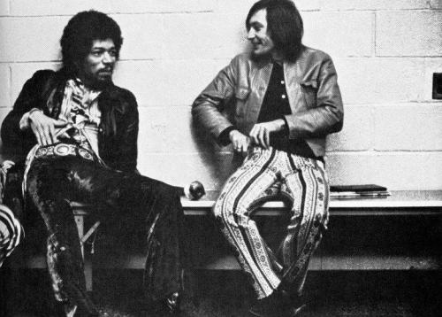 Oskarlevant:  Jimi Hendrix And Charlie Watts Backstage At Madison Square Garden.