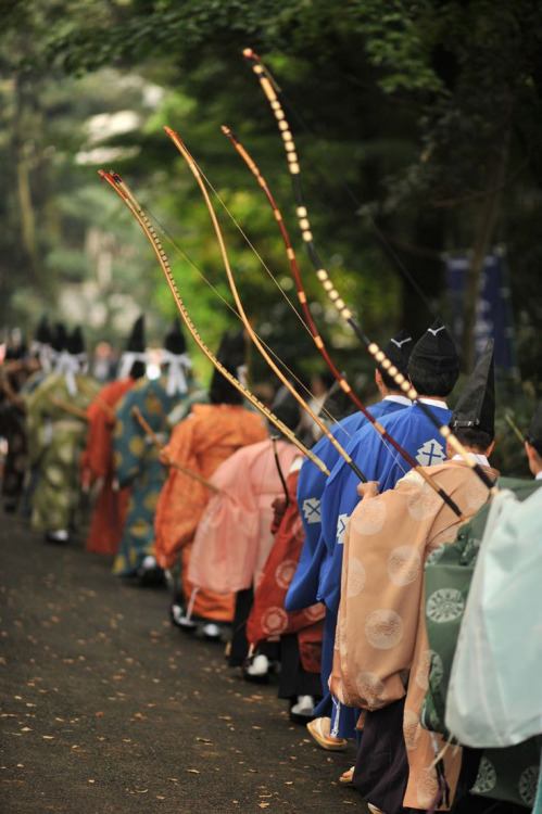 thekimonogallery - A Procession of Archers - Meijijingu, Tokyo,...